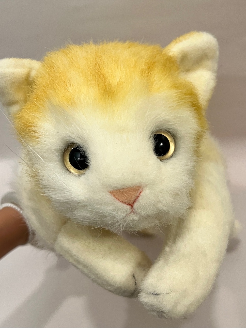 Japanese Brand Dousin Realistic Stuffed Yellow White Tabby Cat Plush Toy